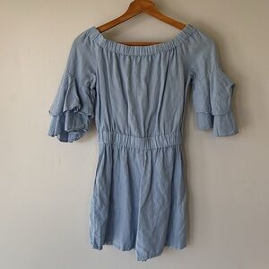 Linen Cotton Blend Off the Shoulder Zara Romper Extra Small w/ Pockets